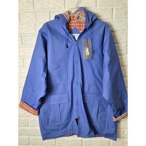 Vintage Misty Harbor Rain Coat Weather Slicker Jacket Blue Plaid lining 1X NWT